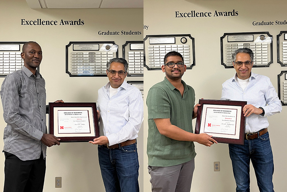 Marketing students receiving their awards