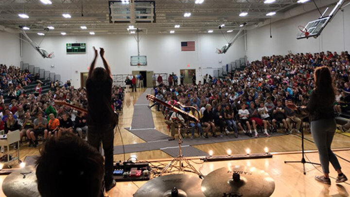 Rock performance to students