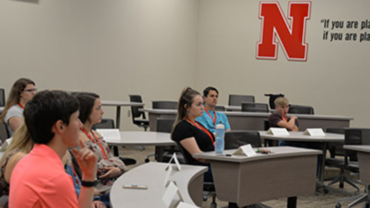 Dr. Aaron Crabtree talks to students about potential careers