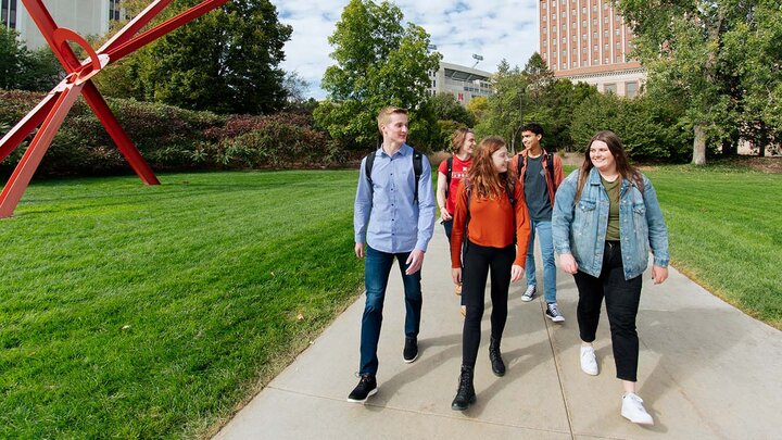 Students walking and talking