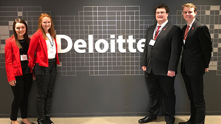 Braelyn Isernhagen, Ashley Tyler, Ben Moe and Austin Vandersteen will compete in the national Deloitte FanTAXtic case competition January 18-20 in Dallas.