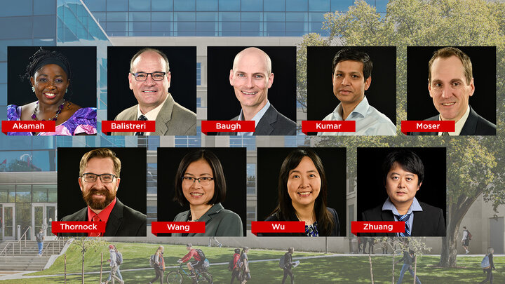 Digital sign of the nine faculty to have been promoted.