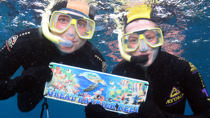 Student snorkeling in the Great Barrier Reef