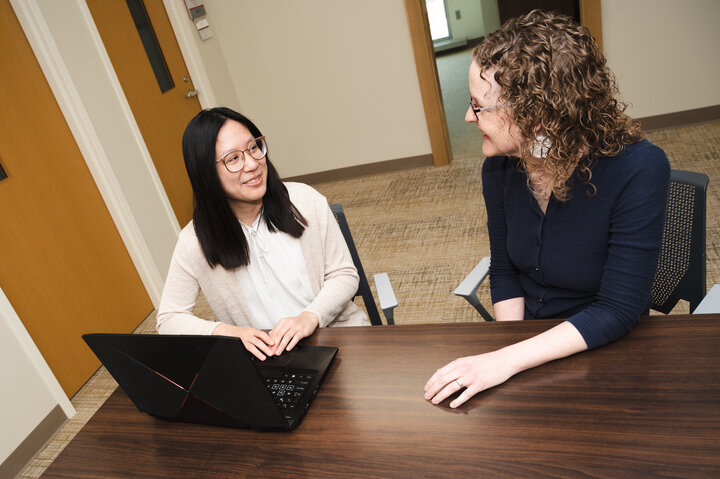 Zeta Nguyen, a senior accounting major from South Sioux City and Amanda Gonzalez