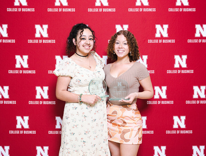 Ale Guiza Gonzalez (left) and Josie Golka (right) with awards