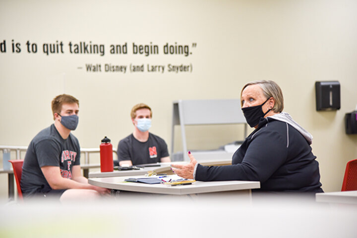 Vicki Highstreet, associate director for recreation programming at Campus Recreation, help foster engaging conversations with students to talk through some of the books' challenging topics.