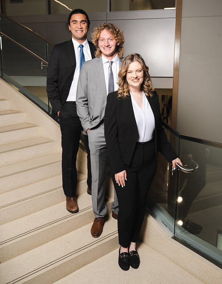 Ateev Bhandari (left) Samuel DeZube (center) and Maria Heyen (right).