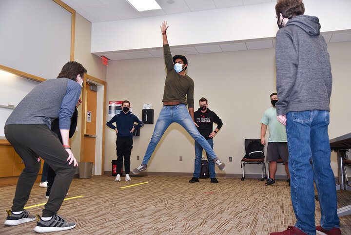 Students are encouraged to get out of their comfort zones when they practice different improv techniques in class.
