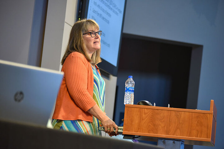 Certified Public Accountant and tax expert J’Nan L. Ensz presents complex information in an understandable way at the Tax Institute.