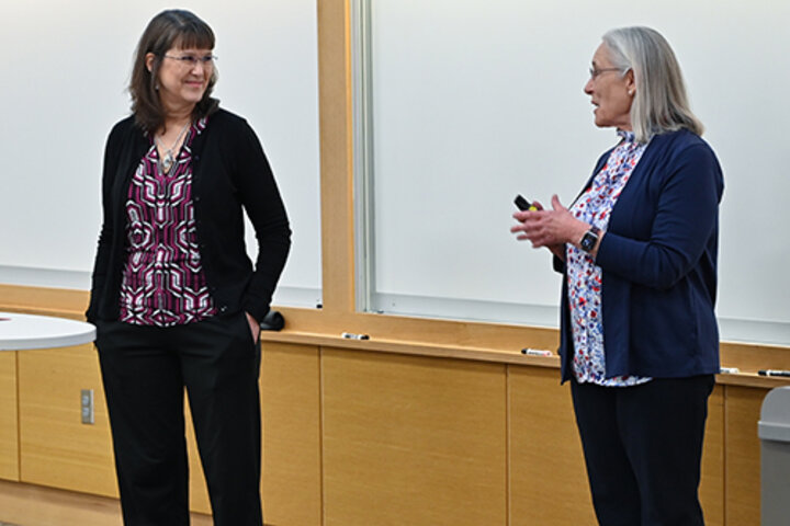 Maresh hosted the 2025 College of Business Alumni Master, Sue Wilkinson in class in April.