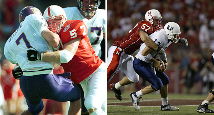 Chad (left) and Chris Kelsay made their presence known on and off the football field while studying finance at Nebraska