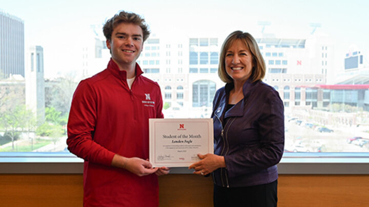 Landen Fogle, junior finance and computer science major, was named Student of the Month.