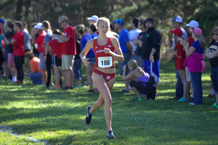 Markusch competing as a member of the Nebraska cross country team.