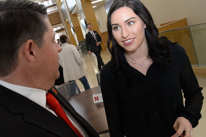 Natallia Jorgensen credits Chad Mardesen, assistant professor of practice in marketing, with building her sales confidence.